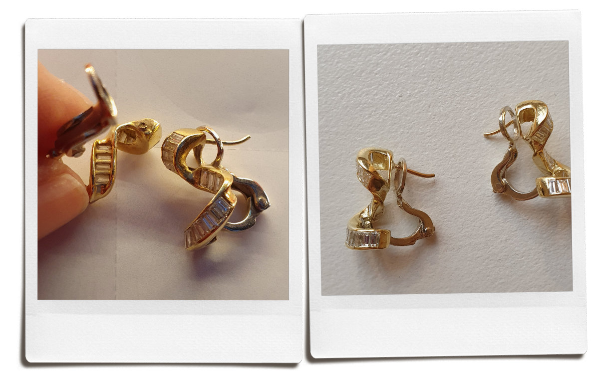 18 karat gold earring broken post repair